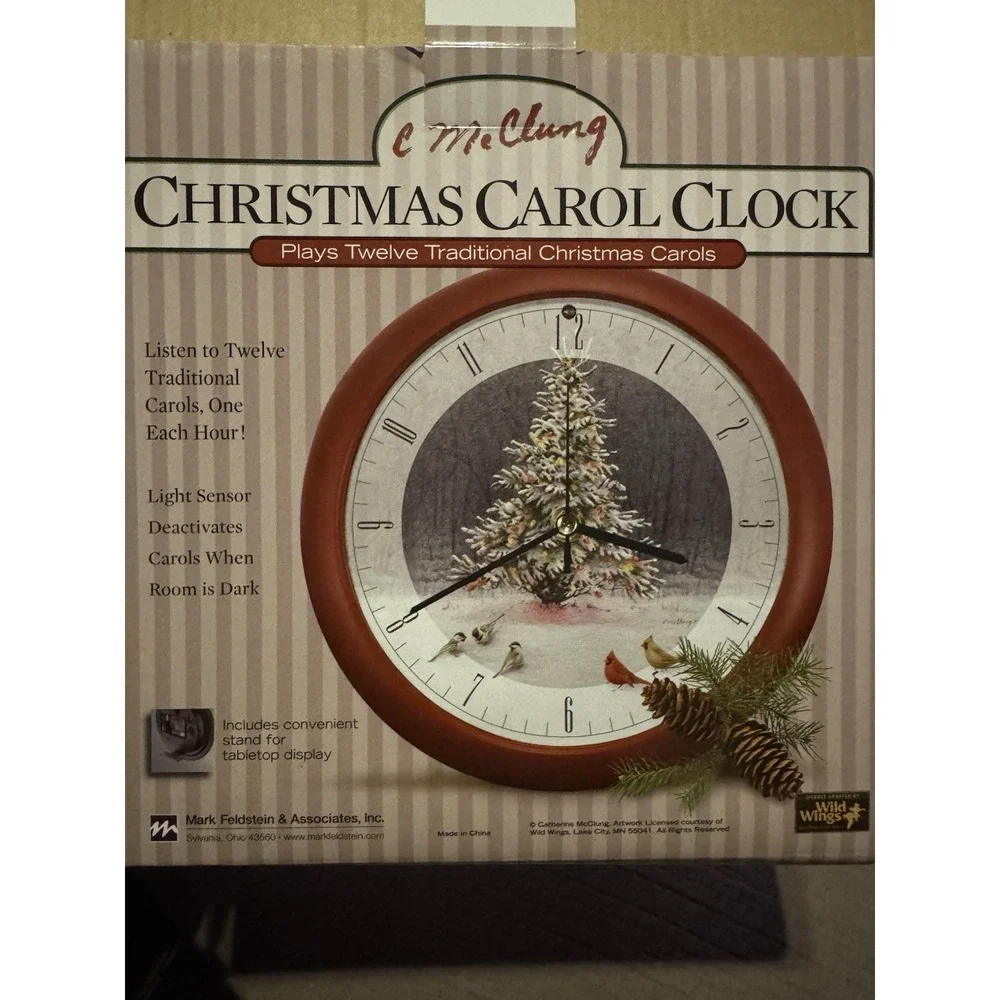 Christmas Carol Wall Clock Mark Feldstein Musical with Box Chimes Hourly Works